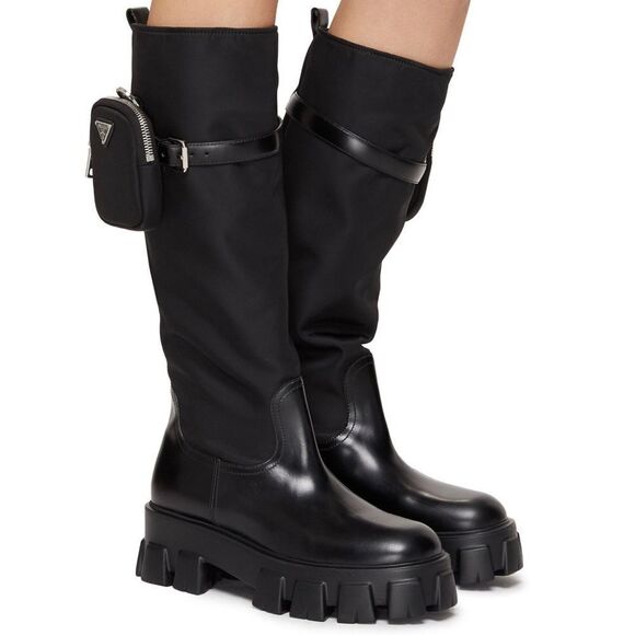 Prada Tall Leather Riding Boots size 38 - Picture 1 of 16